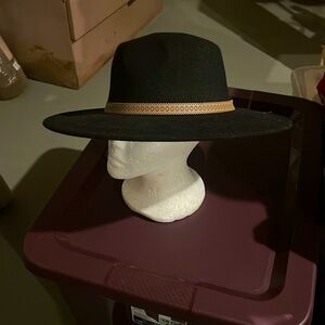Black with Brown Rim Fedora